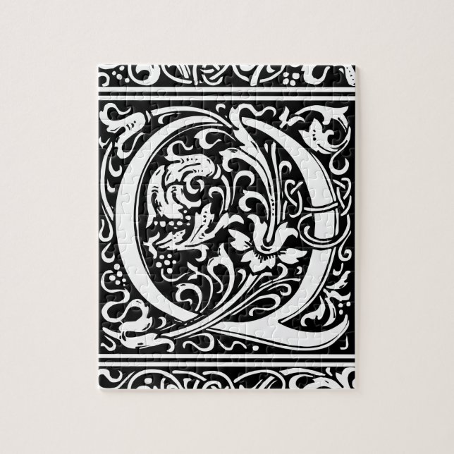 Letter Q Medieval Monogram Art Nouveau Jigsaw Puzzle (Vertical)