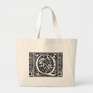 Letter Q Medieval Monogram Art Nouveau Large Tote Bag