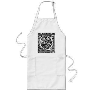 Letter Q Medieval Monogram Art Nouveau Long Apron