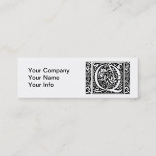 Letter Q Medieval Monogram Art Nouveau Mini Business Card