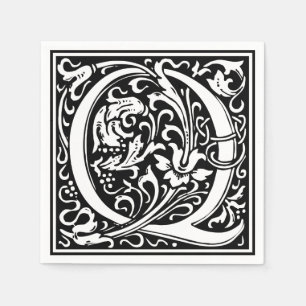 Letter Q Medieval Monogram Art Nouveau Napkin