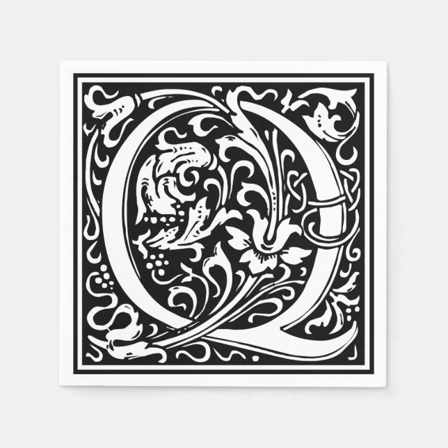 Letter Q Medieval Monogram Art Nouveau Napkin (Front)