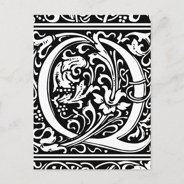 Letter Q Medieval Monogram Art Nouveau Postcard (Front)