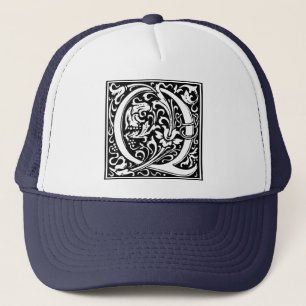 Letter Q Medieval Monogram Art Nouveau Trucker Hat