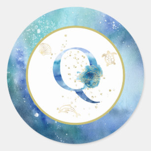 *~*  LETTER Q -  Nautical Beach Envelope  Sticker