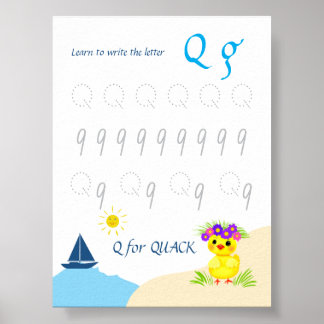 Letter Q Tracing Poster for Kids