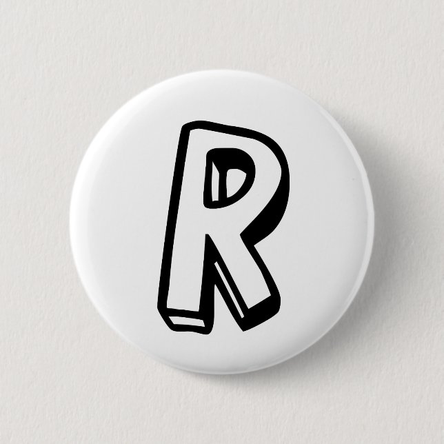 Letter R 2 Inch Round Button (Front)