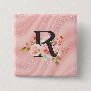 Letter R 2 Inch Square Button