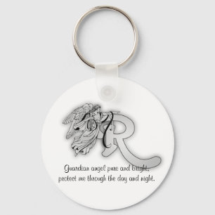Letter R angel monogram alphabet initial Keychain