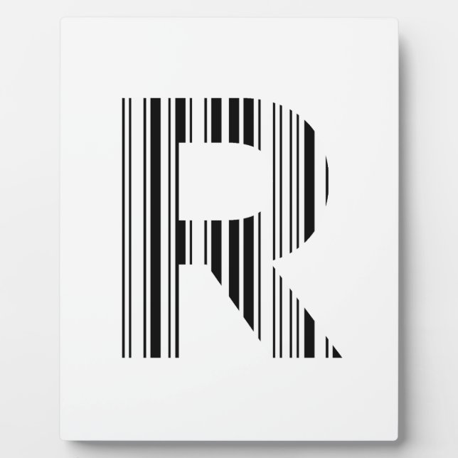 LETTER R BAR CODE First Initial Barcode Pattern Plaque (Front)