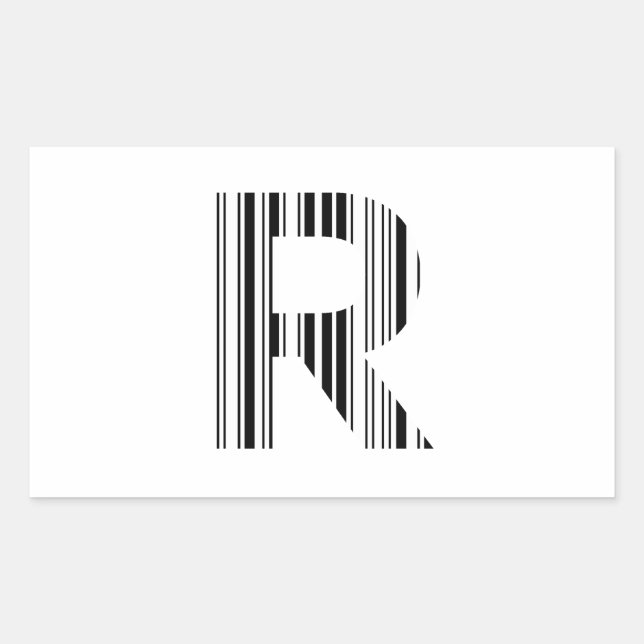 LETTER R BAR CODE First Initial Barcode Pattern Sticker (Front)