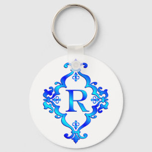 Letter R Blue Keychain