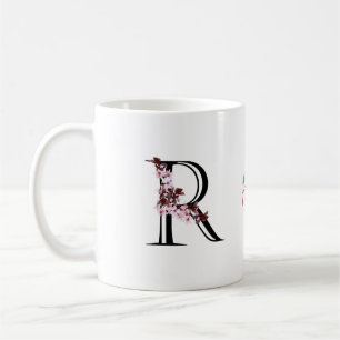 Letter R, Cherry Blossom   Monogram Script Name Co Coffee Mug