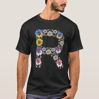 Letter R Cute Initial Monogram Floral Alphabet Let T-Shirt