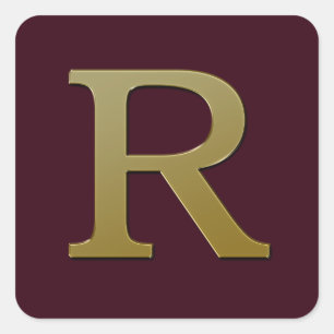 Letter R Gold Square Sticker