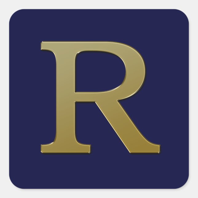 Letter R Gold Square Sticker (Front)