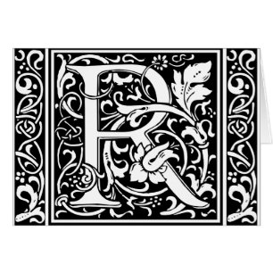 Letter R Medieval Monogram Art Nouveau