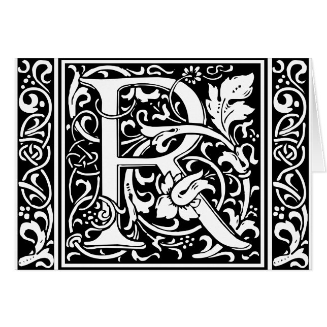 Letter R Medieval Monogram Art Nouveau (Front Horizontal)
