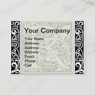 Letter R Medieval Monogram Art Nouveau Business Card