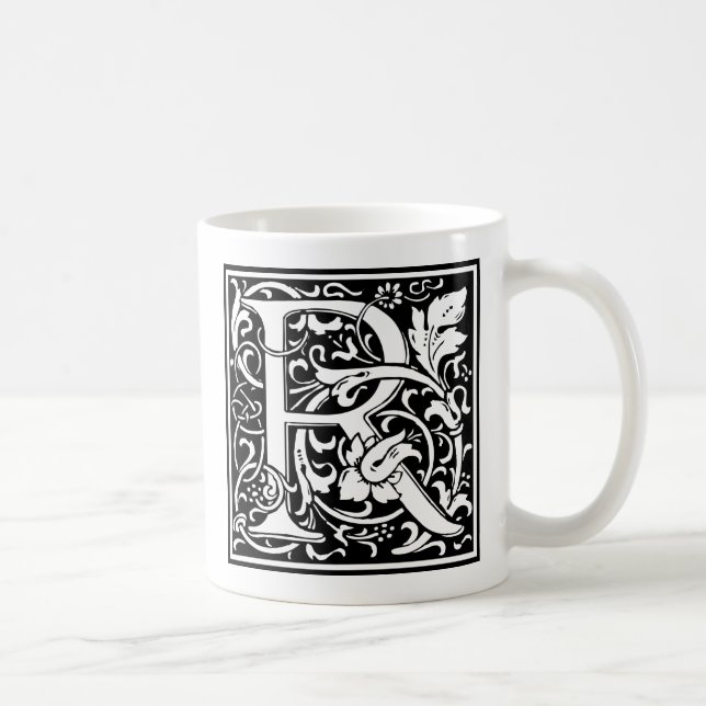 Letter R Medieval Monogram Art Nouveau Coffee Mug (Right)