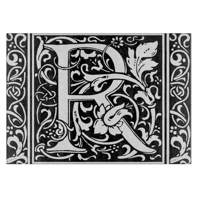 Letter R Medieval Monogram Art Nouveau Cutting Board (Front)