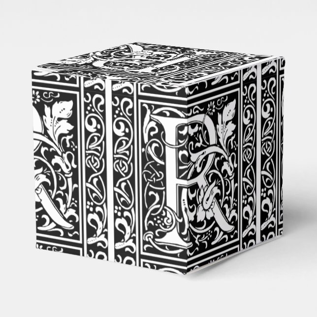 Letter R Medieval Monogram Art Nouveau Favor Box (Front Side)