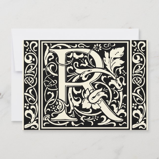 Letter R Medieval Monogram Art Nouveau Invitation (Front)
