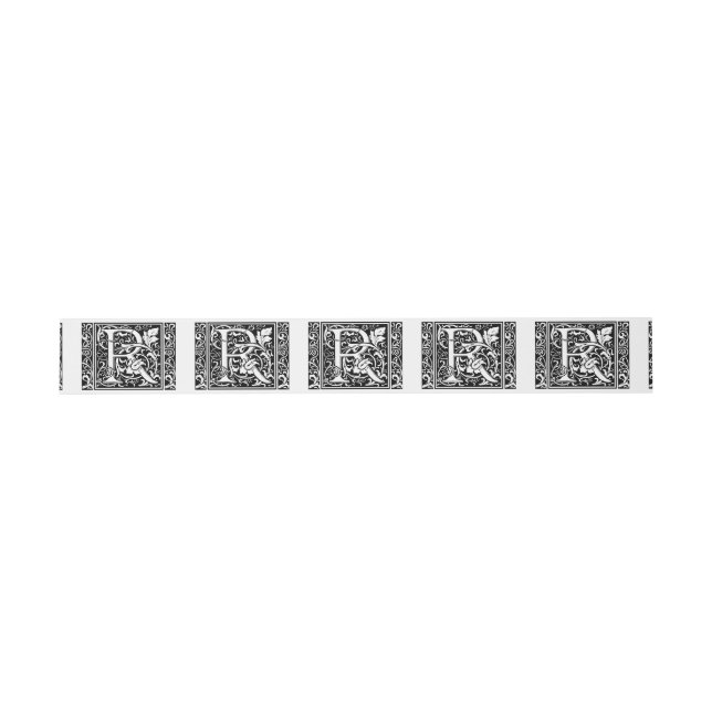 Letter R Medieval Monogram Art Nouveau Invitation Belly Band (Flat)