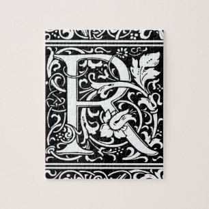 Letter R Medieval Monogram Art Nouveau Jigsaw Puzzle