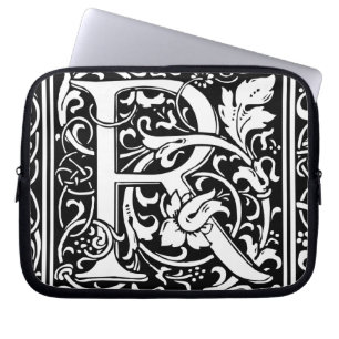 Letter R Medieval Monogram Art Nouveau Laptop Sleeve