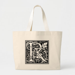 Letter R Medieval Monogram Art Nouveau Large Tote Bag