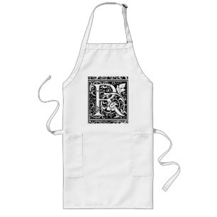 Letter R Medieval Monogram Art Nouveau Long Apron