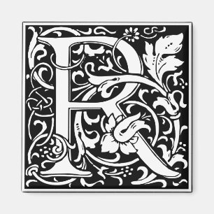 Letter R Medieval Monogram Art Nouveau Magnet