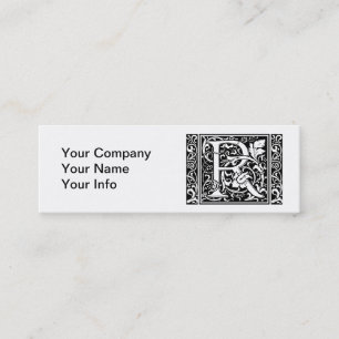 Letter R Medieval Monogram Art Nouveau Mini Business Card