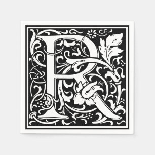 Letter R Medieval Monogram Art Nouveau Napkin