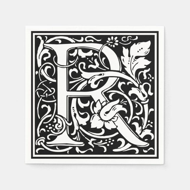 Letter R Medieval Monogram Art Nouveau Napkin (Front)