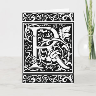 Letter R Medieval Monogram Art Nouveau Note Card