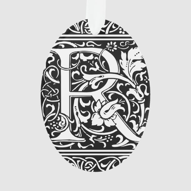 Letter R Medieval Monogram Art Nouveau Ornament (Back)