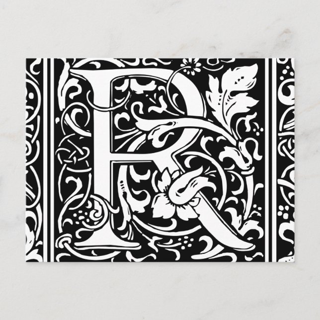 Letter R Medieval Monogram Art Nouveau Postcard (Front)