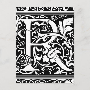 Letter R Medieval Monogram Art Nouveau Postcard