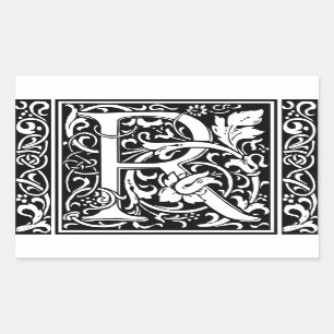 Letter R Medieval Monogram Art Nouveau Sticker