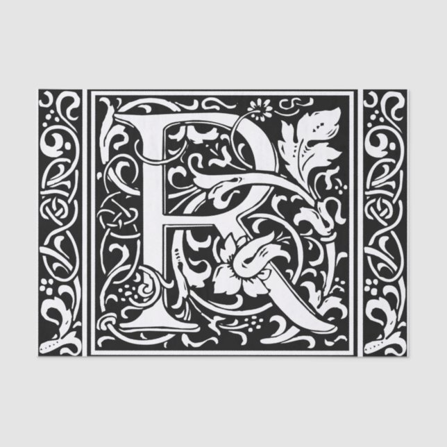 Letter R Medieval Monogram Art Nouveau Tissue Paper (Front)