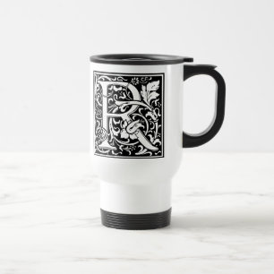 Letter R Medieval Monogram Art Nouveau Travel Mug
