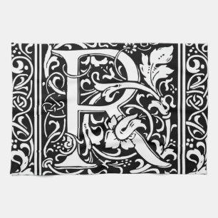 Letter R Medieval Monogram Vintage Initial Kitchen Towel