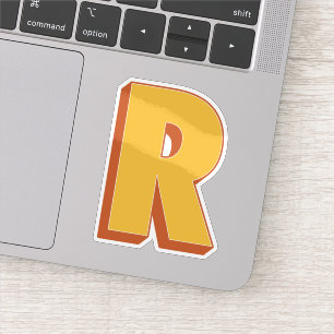 Letter R Monogram, Bold 3D Type Font Initial 