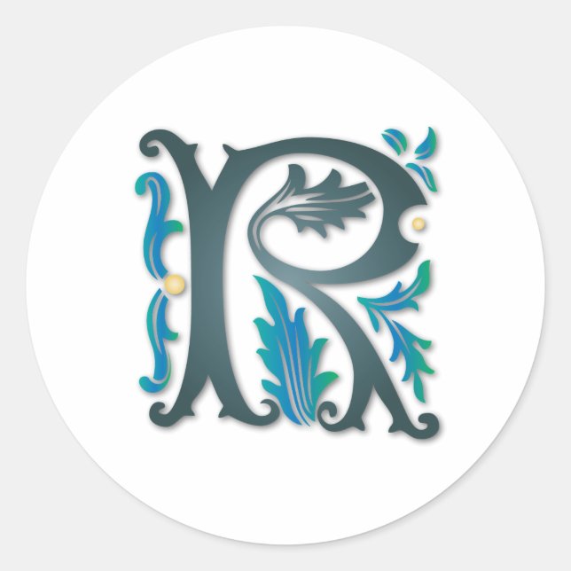 Letter R Monogram Classic Round Sticker (Front)