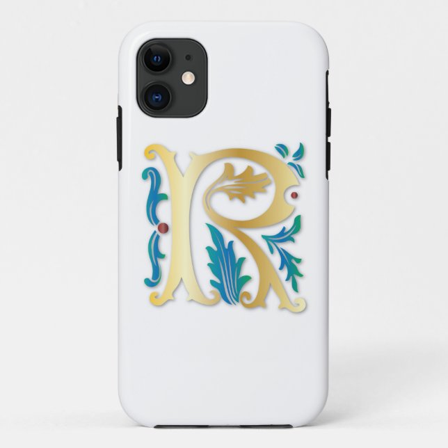 Letter R Monogram Fleur de lis Case-Mate iPhone Case (Back)
