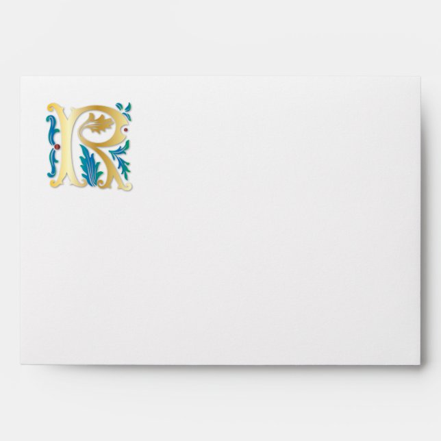 Letter R Monogram Fleur de lis Envelope (Front)