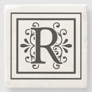 Letter R Monogram Stone Coasters