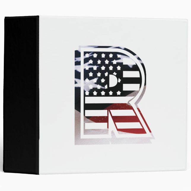 Letter R Monogram USA Flag Binder (Front/Spine)